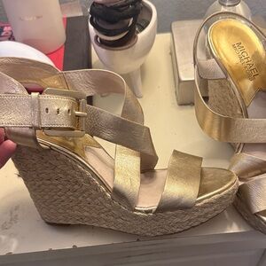 Michael Kors gold platform wedge